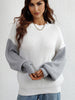Winter Pactchwork Pullover Women Casual Loose Knit Sweater O-Neck Long Sleeve Knitwear Female Elegant Soft Warm Jumper