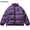 Winter Parkas Jacket Harajuku Solid Color Thicken Warm Bubble Padded Coats Streetwear Men Women Casual Loose Outwear