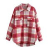 Winter Plaid Coat Flannel Vintage Shirt Women Casual Woolen Jacket Thick Outerwear Female Loose Overshirt With Pockets