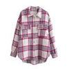 Winter Plaid Coat Flannel Vintage Shirt Women Casual Woolen Jacket Thick Outerwear Female Loose Overshirt With Pockets