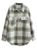 Winter Plaid Coat Flannel Vintage Shirt Women Casual Woolen Jacket Thick Outerwear Female Loose Overshirt With Pockets