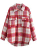 Winter Plaid Coat Flannel Vintage Shirt Women Casual Woolen Jacket Thick Outerwear Female Loose Overshirt With Pockets