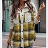 Winter Plaid Jacket Women Lapel Streetwear Thick Coat Casual Loose Long Sleeve Outerwear Lady Vintage Button Jacket With Pocket