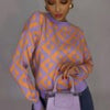 Winter Plaid Knit Sweater Women  Argyle Pullover Casual Pactchwork Long Sleeve Knitwear Female Loose O-Neck Warm Jumper