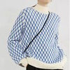 Winter Plaid Pullover Women Casual Loose Knitted Sweater Vintage Long Sleeve Knitwear Female Elegant Thick Warm Jumper