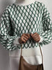 Winter Plaid Pullover Women Casual Loose Knitted Sweater Vintage Long Sleeve Knitwear Female Elegant Thick Warm Jumper