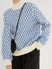 Winter Plaid Pullover Women Casual Loose Knitted Sweater Vintage Long Sleeve Knitwear Female Elegant Thick Warm Jumper