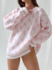 Winter Plaid Sweater Women Casual Print Knitting Pullover Loose Long Sleeve Knitwear Female Elegant O-neck Warm Jumper