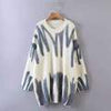 Winter Printed Oversized Pullover Women Green Striped Knitted Sweater Casual Elegant Long Sleeve Jumper Vintage Loose Pull Femme