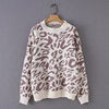 Winter Printed Pullovers Women Leopard Knitted Sweater Thick Oversized Sweater Casual Loose O Neck Knitwear Long Sleeved Jumper