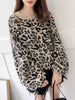 Winter Printed Pullovers Women Leopard Knitted Sweater Thick Oversized Sweater Casual Loose O Neck Knitwear Long Sleeved Jumper