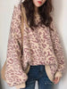 Winter Printed Pullovers Women Leopard Knitted Sweater Thick Oversized Sweater Casual Loose O Neck Knitwear Long Sleeved Jumper