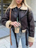 Winter Short Leather Jacket Women Thick Coat With Belt Lamb Thick Warm Outerwear Casual Wool Long Sleeve Coat Streetwear