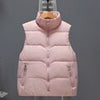 Winter Sleeveless Jacket Women Casual Solid Down Vest Korean Zipper Waistcoat Female Loose Stand Collar Coat With Pocket