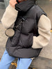 Winter Sleeveless Jacket Women Casual Zipper Down Vest Korean Loose Solid Waistcoat Female Elegant Jacket With Pockets