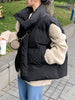 Winter Sleeveless Jacket Women Casual Zipper Down Vest Korean Loose Solid Waistcoat Female Elegant Jacket With Pockets