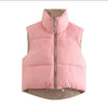 Winter Sleeveless Women Vest Casual Stand Collar Women Jacket Down Vest Short Warm Vests Waistcoats Vintage Chaleco Mujer