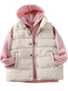 Winter Solid Down Vest Women Casual Thick Sleeveless Jacket Korean Button Waistcoat Stand Collar Warm Vest With Pocket