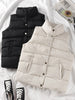 Winter Solid Down Vest Women Casual Thick Sleeveless Jacket Korean Button Waistcoat Stand Collar Warm Vest With Pocket