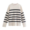 Winter Stripe Sweater Women Loose Pullover Sweater Elegant Warm Knitwear Casual O Neck Women Clothing Pull Femme