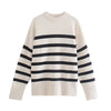 Winter Stripe Sweater Women Loose Pullover Sweater Elegant Warm Knitwear Casual O Neck Women Clothing Pull Femme