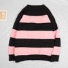 Winter Striped Knitted Sweater Women Oversized Pullover Casual Jumpers Female Streetwear Long Sleeve Sweaters Warm Pull Femme