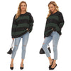 Winter Striped Knitted Sweater Women Oversized Pullover Casual Jumpers Female Streetwear Long Sleeve Sweaters Warm Pull Femme