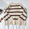 Winter Striped Pullover Women Casual O Neck Knitted Sweater  Loose Vintage Long Sleeve Jumper Female Korean Knitwear Feminino