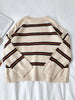 Winter Striped Pullover Women Casual O Neck Knitted Sweater  Loose Vintage Long Sleeve Jumper Female Korean Knitwear Feminino