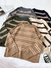 Winter Striped Pullover Women Casual O Neck Knitted Sweater  Loose Vintage Long Sleeve Jumper Female Korean Knitwear Feminino