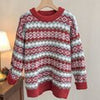 Winter Striped Pullover Women Vintage Plaid Knitted Sweater Casual Long Sleeve Knitwear Female Loose Thicken Warm Jumper
