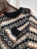Winter Striped Pullover Women Vintage Plaid Knitted Sweater Casual Long Sleeve Knitwear Female Loose Thicken Warm Jumper