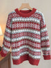 Winter Striped Pullover Women Vintage Plaid Knitted Sweater Casual Long Sleeve Knitwear Female Loose Thicken Warm Jumper