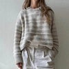 Winter Striped Sweater Women Casual Thick Knitted Pullover Korean Loose Long Sleeve Knitwear Female O Neck Warm Jumper