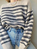 Winter Striped Sweater Women Casual Thick Knitted Pullover Korean Loose Long Sleeve Knitwear Female O Neck Warm Jumper
