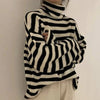 Winter Striped Sweater Women Turtleneck Knitted Pullover Vintage Loose Jumpers Harajuku Long Sleeved Thicken Sweater Pull Femme