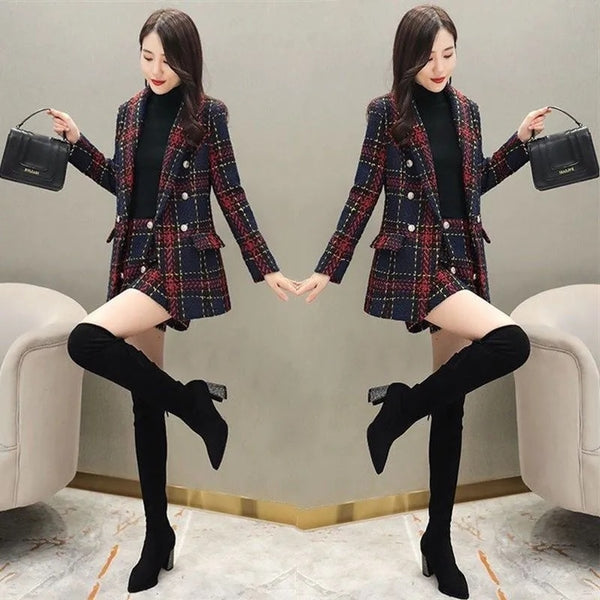 Winter Suit Women 2022 Women's Korean Style Self-Cultivation Woolen Jacket Shorts Suit Two-piece Trend