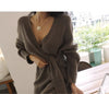 Winter Thick Korean Knitted Jumper Dresses Sweater Dress Women Woman Warm 2022 Casual Solid Apricot Black Grey Sweater Mujer
