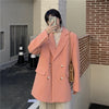 Winter Thick Woolen Blazers Women Korean Style Loose Quilted Long Suit Jacket Female Double Breasted Blazer Woman