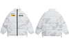 Winter Thicken Warm Jacket Parkas Streetwear Harajuku Print Padded Bubble Puffer Jackets Men Women Casual Coats White