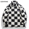 Winter Thicken Warm Jacket Parkas Streetwear Hip Hop Plaid Fuzzy Fluffy Lambswool Coats Harajuku Casual Jackets Outwear