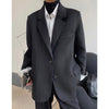 Winter Thickened Woolen Blended Suit Lapel Wide Shoulder Leisure Loose Women Black Oversized Blazers And Jackets
