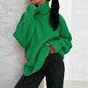 Winter Turtleneck Knit Sweater Women Thick Oversize Pullover Casual Loose Green Knitwear Female Solid Vintage Long Sleeve Jumper