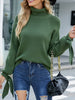 Winter Turtleneck Pullover Women Bow Long Sleeve Knitwear Loose Solid Knitted Sweater Female Casual O-Neck Warm Jumper