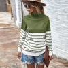 Winter Turtleneck Pullover Women Casual Kintted Stripe Sweater Fall Loose Long Sleeve Jumper Vintage Elegant Knitwear Pull Femme