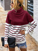 Winter Turtleneck Pullover Women Casual Kintted Stripe Sweater Fall Loose Long Sleeve Jumper Vintage Elegant Knitwear Pull Femme