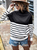Winter Turtleneck Pullover Women Casual Kintted Stripe Sweater Fall Loose Long Sleeve Jumper Vintage Elegant Knitwear Pull Femme