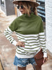 Winter Turtleneck Pullover Women Casual Kintted Stripe Sweater Fall Loose Long Sleeve Jumper Vintage Elegant Knitwear Pull Femme