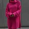 Winter Turtleneck Sweater Dress Women Oversize Midi Knitted Pullover Casual Loose Long Sleeve Knitwear Elegant Green Warm Jumper