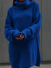 Winter Turtleneck Sweater Dress Women Oversize Midi Knitted Pullover Casual Loose Long Sleeve Knitwear Elegant Green Warm Jumper
